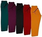 IndiWeaves Kids- Unisex Girls and Boys Fleece Warm Lowers Track Pants for Winters (3612018212327-iw-y-p5-28_Orange, Red, Black, Purple, Green_6-7 Years) Pack of 5