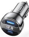 INIU USB C Car Charger, 66W Total Fast Charging Car Charger Adapter, All-Metal Mini PD QC 3.0 Dual Port [ USBC + USB A] for iPhone 15 14 13 12 11 Pro Max iPad Samsung S21 S20 MacBook Airpods Laptop