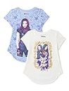Disney Descendants Girls Glitter Graphic T-Shirts, 2-Pack, Sizes 4-18, Purple/White, 10-12