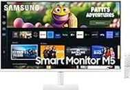 Samsung 27-Inch(68.58Cm) LCD M5 Fhd Smart Monitor, Mouse & Keyboard Control, Smart Tv Apps, Iot Hub, Office 365, Apple Airplay, Dex, Speakers, Remote, Bluetooth (Ls27Cm501Ewxxl, White)