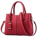 Dayfine Top Handle Handbags for Women Faux Leather Satchel Handbag Tote Bags Purse Ladies Briefcase Shoulder Crossbody Bag-Wine red