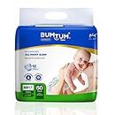 Bumtum Baby Diaper Pants, New Born 60 Count, Double Layer Leakage Protection Infused With Aloe Vera, Cottony Soft High Absorb Technology