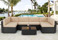 U-MAX 7 Piece Outdoor Patio Furniture Set Garden PE Rattan Sectional Chair Set
