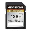 Gigastone Carte Mémoire SDXC 128 Go, 4K Caméra Pro Série, Vitesse de Transfert allant jusqu'à 100 Mo/s. Compatible avec Canon Nikon Sony Caméscope, A1 V30 UHS-I Classe 10 pour 4K UHD Vidéo