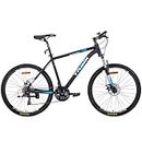 Easytry Mountain Bike for Men & Women 26 inch Wheel Shimano Gear 21 Speed 17-inch Aluminum Frame Hardtail Bicycle -Matt Black White&Blue