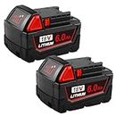 liangjia 2Packs 6.0Ah 18V Lithium-ion Replacement for Milwaukee M -18 Battery Compatible with Milwaukee 18V Tools
