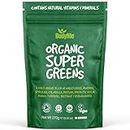 BodyMe Orgánico Vegano Verde Polvo | 270g | Super Greens Mezcla | Con Agropiros Moringa Espirulina Clorela Matcha Inulina Prebiótica Mango Cúrcuma Remolacha Ashwagandha
