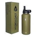 HYDROCOAST Sports Water Bottle 32 oz, Premium Wide Mouth, Vacuum Sealed, Double Wall Insulated, Stainless Steel (Olive)