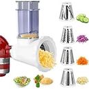 Updated Slicer/Shredder Attachment for Kitchen Stand Mixers, Cheese Grater Attachments & Food Slicers & Vegetable Chopper & Salad Shooter Kitchen Accessories for Mixer(Dishwasher Safe,4 Blades)