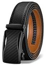 BULLIANT Mens Ratchet Belt,Adjustable Leather Belt Gift For Men Dress Casual 1 3/8",Cut For Fit(Black,32"-38"Waist Adjustable)