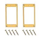 2Pcs Yootones Metal Humbucker Pickup Ring Cover Frame Replacement Compatible with LP SG Guitar Mounting Electric Guitars (Gold)
