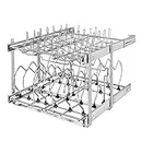 Rev-A-Shelf 2-Tier Kitchen Cabinet Pull Out 21" Cabinet Organizer for Pots, Pans, and Lid Cookware, Adjustable Heavy Duty Wire, Chrome, 5CW2-2122-CR