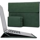 HYZUO 13.3-14 Inch Laptop Sleeve Case with Stand Feature for MacBook Pro 14 M3/M2/M1 Pro/Max A2992 A2918 A2779 2021-2024, 13.5 Surface Laptop 6-1, MacBook Air 13 2012-2017, with Pouch, Midnight Green