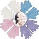8 PCS ROTOPATA Deep Exfoliating Bath Gloves Mitt with Hanging Loop for Shower, Spa, Body Scrubs, Dead Skin Cell Remover Bathing Accessories