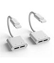 2Pack[Apple MFi Certified]Headphones Jack Adapter for Charging iPhone 7/8Plus/X/Xr/Xs/SE/11/12/Pro/Max/ipad Dongle Converter Charger Accessories Cables Audio Connector Earphone Dual Lightning Splitter