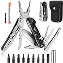 Multitool Pliers & Scissors, Cool Gifts for Men Dad Husband Him, Tactical Multi Tool Set, Camping Survival Gear and Equipment, Detachable Folding Scissor Plier, Stainless Steel with Nylon Sheath