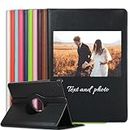 Sunrive Personalised Custom PU Leather Case compatible with Samsung Galaxy Tab E 8.0'' T378/T375/T377,360 Degree Swiveling Protective Cover.Customised with photo,Picture,Name,text