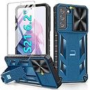 SOiOS for Samsung Galaxy S21-5G Case: Military Grade Drop Proof Protection Cover with Kickstand | Matte Textured Rugged Shockproof TPU | Protective Cell Phone Case for Samsung S21 - Blue