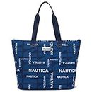 Nautica Printed Handbag For Women | Tote Bag With Zipper Large Shoulder Bag For Women | Spacious Compartment, Navy