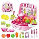 Chigy Wooh Kitchen Set Portable Cooking Kitchen Play Set Pretend Play Food Party Role Toy for Boys Girls – Pink