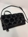 Michael Kors Flower Burst Crossbody Bag /Clutch  Leather Black  EUC