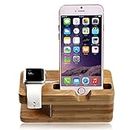 Apple Watch Stand, Hapurs iWatch Bamboo Wood Charging Dock Charge Station Stock Cradle Holder for Apple Watch Both 38mm and 42mm & iPhone 6 6 plus 5S 5