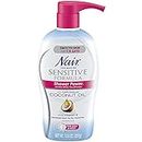 Nair Sensitive Formula Shower Cream Hair Remover with Coconut Oil and Vitamin E, 12.6oz