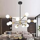 Deyidn Sputnik Chandeliers Black and Gold Chandelier Modern Pendant Light Fixture Mid Century Industrial Ceiling Lighting 10 Lights for Dining Room, Kitchen, Bedroom, Living Room and Farmhoue