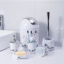 6Pc Bathroom Accessories Bin Toilet Brush Soap Dispenser Tumbler Dish Cup Set