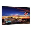 Picture on Canvas 120 x 80 cm USA Retro XXL 5148 Picture completely framed with genuine wood enormous Construction art print wall picture with frame. Cheaper than an oil painting, painting poster with picture frame