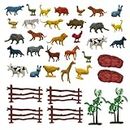 ToyMagic Animal Figure Toy Set of 31 Pcs|Farm & Jungle Animal Figure Playsets with Artificial Tree & Fencing|Birthday & Return Gifts|Learning Educational Animal Toyset for Kids 3+|Made in India