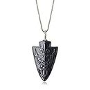 COAI Unisex long necklace arrowhead pendant made of obsidian, Stainless Steel Obsidian Stainless steel, Obsidian