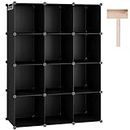 C&AHOME Cube Storage Organizer, 12-Cube Shelves Units, Closet Cabinet, DIY Plastic Modular Book Shelf, Ideal for Bedroom, Living Room, Office, 36.6" L x 12.4" W x 48.4" H Black