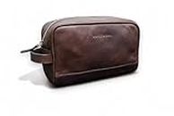 bark&bison Leather Travel Toiletry Bag - Handcrafted from Finest Full Grain Cowhide Leather, Spacious Compartment for Travel Accessories, Great for Home or Travel Use, or as Makeup Bag
