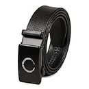 VOGARD Men's Vegan Leather Belt for Men | Formal & Casual | Autolock Buckle,Black | Fit all size upto 40 Inches Waist size (Black 09)