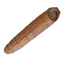 Super 12 inch New Soft Realistic Sleeve Extender Sheath for Men Male Enhancement Extension Sleeve Brown Color R4892
