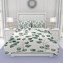 Duvet Cover Set King Size, Green Leaves Watercolor Floral 3 Piece Bedding Set Soft Breathable Microfiber Polyester 1 Duvet Cover and 2 Pillow Shams