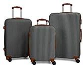 CALDARIUS Suitcase Set | Hard Shell | Lightweight | with Combination Lock | 4 Dual Spinner Wheels | Travel Bag, Luggage Sets, (3 Piece Full Set) (Grey)