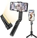 HOLD UP Selfie Stick Tripod Gimbal Stabilizer for Smartphone with Fill Light Wireless Remote Control 360° Rotation Auto Balance Stabilizer Portable Phone,iPhone,Samsung,Android,Gopro,Small Camera
