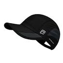 TITECOUGO Quick Dry Sports Hat Lightweight Breathable Soft Outdoor Running Cap (Black)