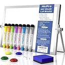Nicpro Dry Erase Mini Whiteboard A4, 20 x 30 cm Double Sided Small Magnetic Desktop Whiteboard with Stand, 8 Pens, 1 Eraser,4 Magnet, Portable Whiteboard Easel for Kids Students School Supplies Office