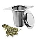 Yoassi Tea Infuser, 304 Stainless Steel Tea Filter Strainer With Lid and Double Handles Perfect for Hanging on Teapots, Mugs, Cups to steep Loose Leaf Tea and Coffee