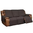 Easy-Going Recliner Sofa Cover, Reversible Couch Cover for 3 Seat Recliner, Split Sofa Cover for Each Seat, Furniture Protector with Elastic Straps for Dogs, Pets(3 Seater, Chocolate/Beige)