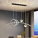 Modern Pendant Light, LED Pendant Lamp Dining Table Pendant Lamp Dimmable With Remote Control Pendant Lamp Height Adjustable Chandelier Lamp For Living Room Dining Room Kitchen Lamp (Black, 47.2in)