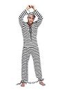 Costume Bay Women Prisoner Dress Costume Zipper Cuffed Sleeves Shorts Polyester Jail Outfit Themed Events Halloween Party Cops and Robbers Jail Catch Sexy Outfit (Mens Striped Prisoner Outfit, M)