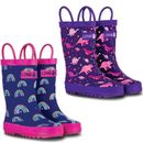 LONE CONE Girls Wellies Rain Boots with Handles, Pink Blue Purple Kids Size 4-13