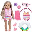 SELPONT h Girl Doll Clothes and Accessories Including Swimwear Shoes Sunglasses Swimming Ring Towel etc，Swimming Poor Play Set Fit 18 inch Girl Dolls