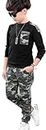LOLANTA Jungen Schwarz Langarm T-Shirt + Camouflage Hosen, 2-teiliges Bekleidungssets für Kinder, Schwarz, Etikettengröße: 140