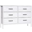 LYNCOHOME Dresser for Bedroom with 6 Drawers, White Storage Cabinet for Clothes, Fabric Chest of Drawers for Closet, Living Room, Entryway, Nursery