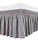 Biscaynebay Wrap Around Bed Skirts for Queen Beds 14" Drop, Silver Grey Adjustable Elastic Dust Ruffles Easy Fit Wrinkle Resistant Silky Luxurious Fabric Machine Washable